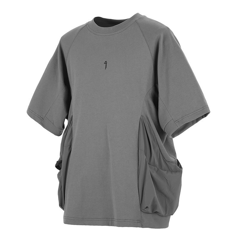 Men's Loose Casual With Big Pockets Round Neck Short Sleeve T-shirt