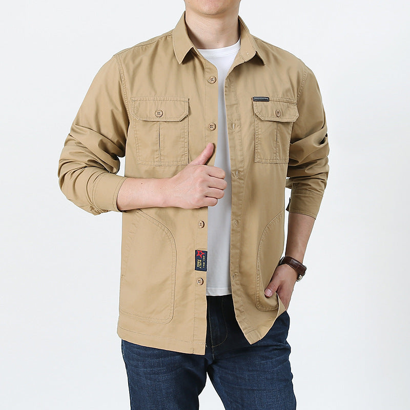 Four Seasons Long Sleeve Shirt Men's Thin Casual Plus Size