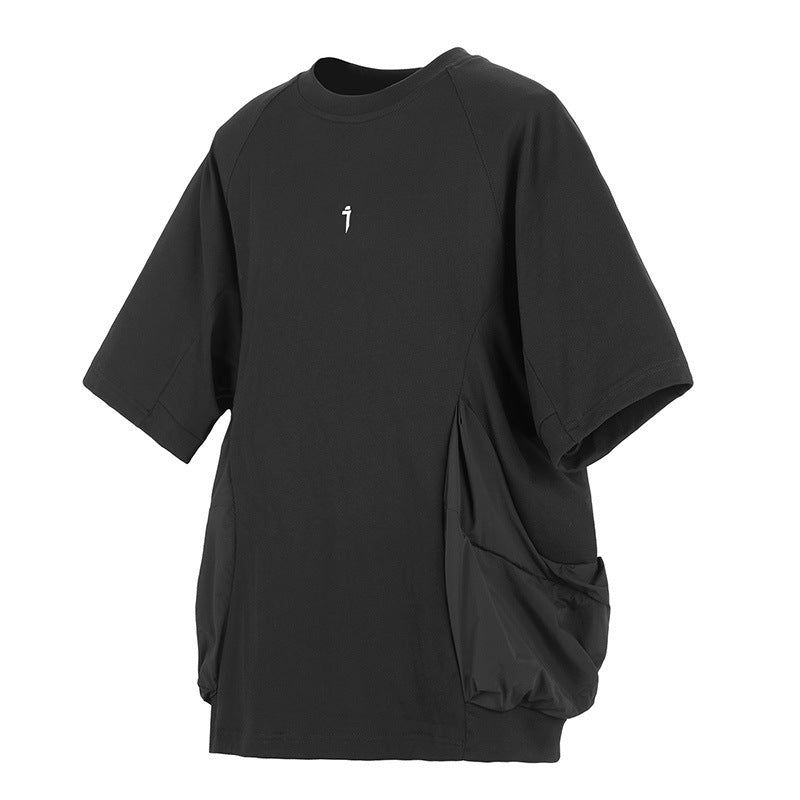 Men's Loose Casual With Big Pockets Round Neck Short Sleeve T-shirt