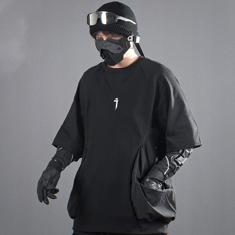Men's Loose Casual With Big Pockets Round Neck Short Sleeve T-shirt